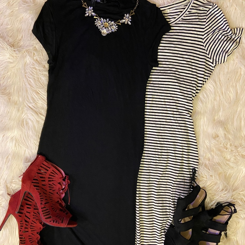 Black Midi Dress with crewneckline- VIBE